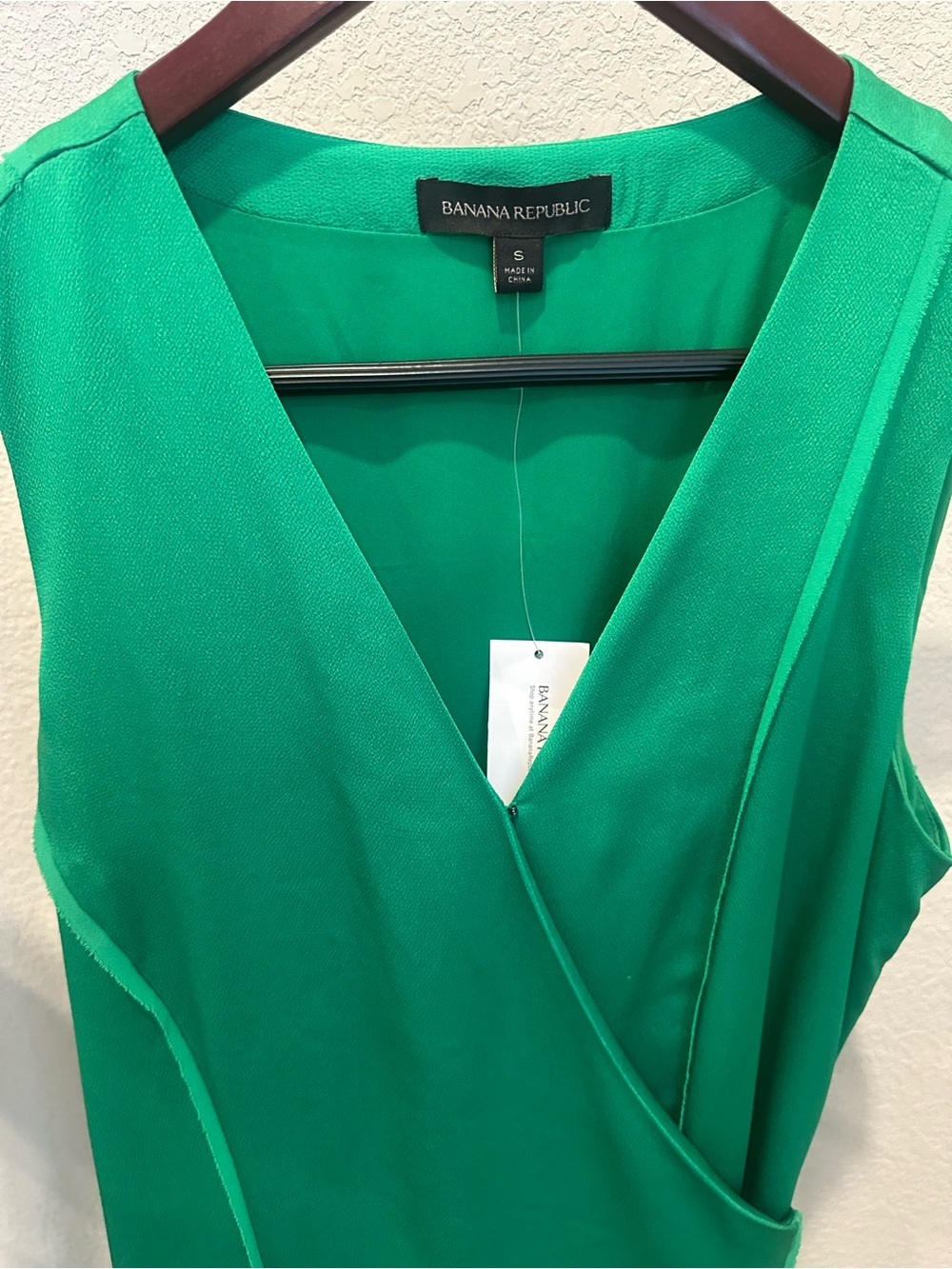 Banana Republic Vibrant Green Sleeveless Wrap-Style Dress